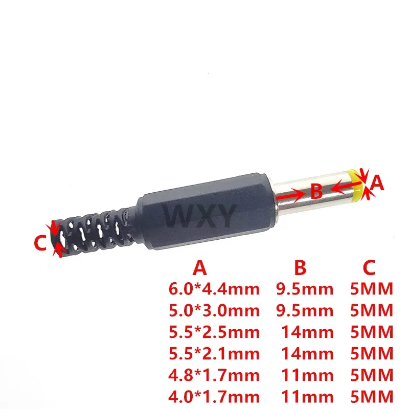 5/10pcs 6.0×4.4 5.0×3.0 5.5*2.5MM DC Power Plug 5.5*2.1 4.8*1.7 4.0*1.7mm Male Connectors Solder wire type Tuning fork head