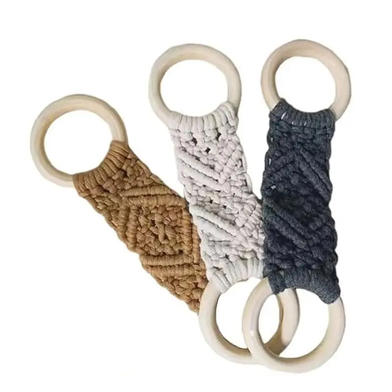

ABJN-3PCS Macrame Kitchen Towel Holder Macrame Knit Hanging Kitchen Towel Holder Macrame Towel Holder Ring