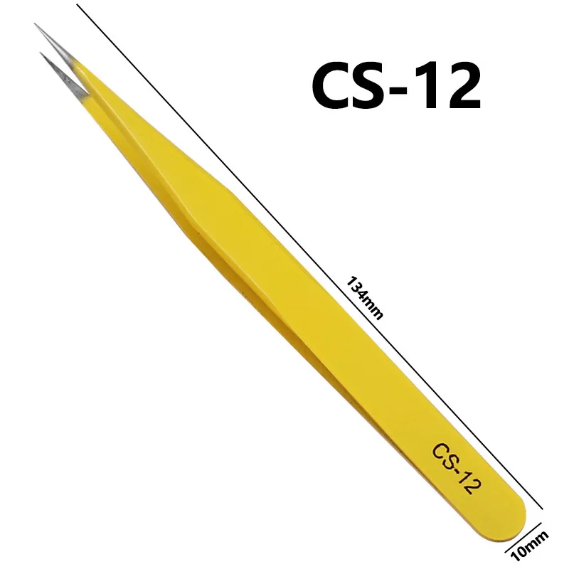 Forceps Tweezer Anti-magnetic Anti-static Tweezers CS-10/11/12/13/14/15 Curved Stainless Steel Hand Tool Practical