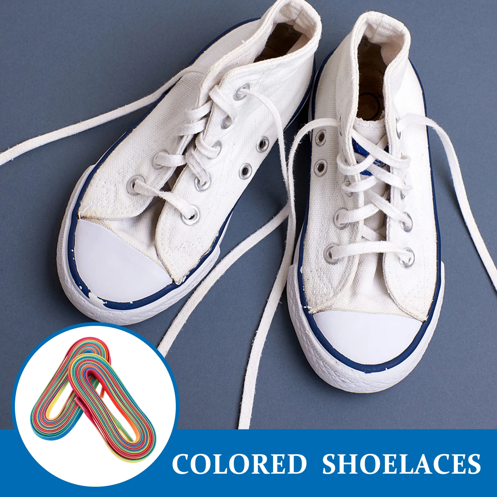 

Rainbow Gradient Skate Laces 96 Inches Flat Wax Coated Hockey Roller Replacement Shoe Accessories for Speed