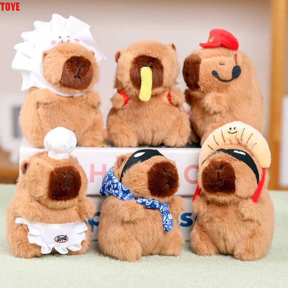 

Doll Plush Capybara Key Ring Food Funny Plush Capybara Pendant Cross Dressing PP Cotton Cartoon Animal Keychain Bag Pendant