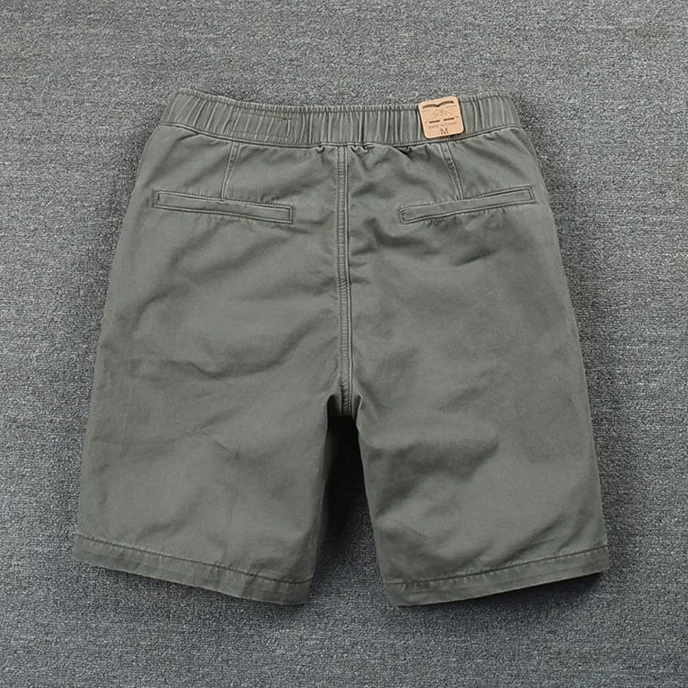 Shorts Mens 2024 Casual Cotton Shorts Work Trousers Knee Length Elastic Waist Men Chino Shorts