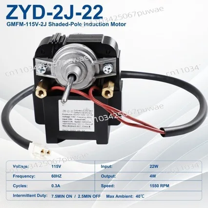 ZYD-2J-22 Refrigerator Cooling Fan Motor 115V 60Hz Input 22W Output 4W