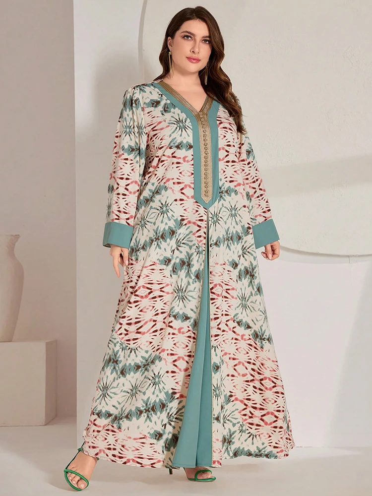 

Женские платья макси больших размеров TOLEEN: свободные и повседневные платья с мусульманскими принтами, элегантные, в этническом стиле, достойная исламская одежда