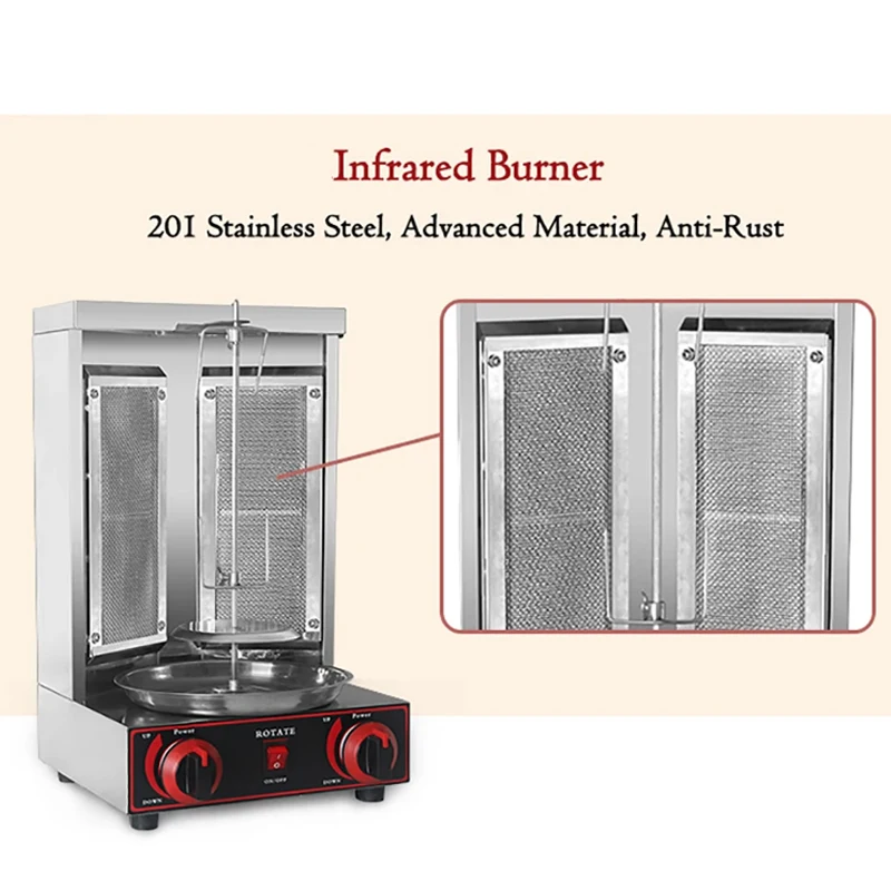 業務用トルコ式BBQマシン 2バーナー ガスブロイラー チキンバーベキューグリル 自動回転式垂直シャワルママシン