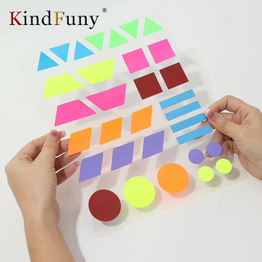 KindFuny Geometry Transparent Sticky Notes Self-Adhesive Annotation Books Bookmarks Memo Pad Index Tabs Stationery