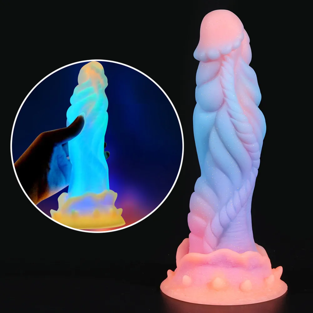 

Luminous Dildos Huge Dragon Dildo Penis Silicone Glowing Monster Dildo Anal Butt plug Female Masturbator Sex Toys for Women