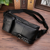 Men Genuine Leather Waist Fanny Pack Sling Chest Bags Pouch Travel Climb Cross Body Bags Natural Skin Male Hip Bum Belt Bags