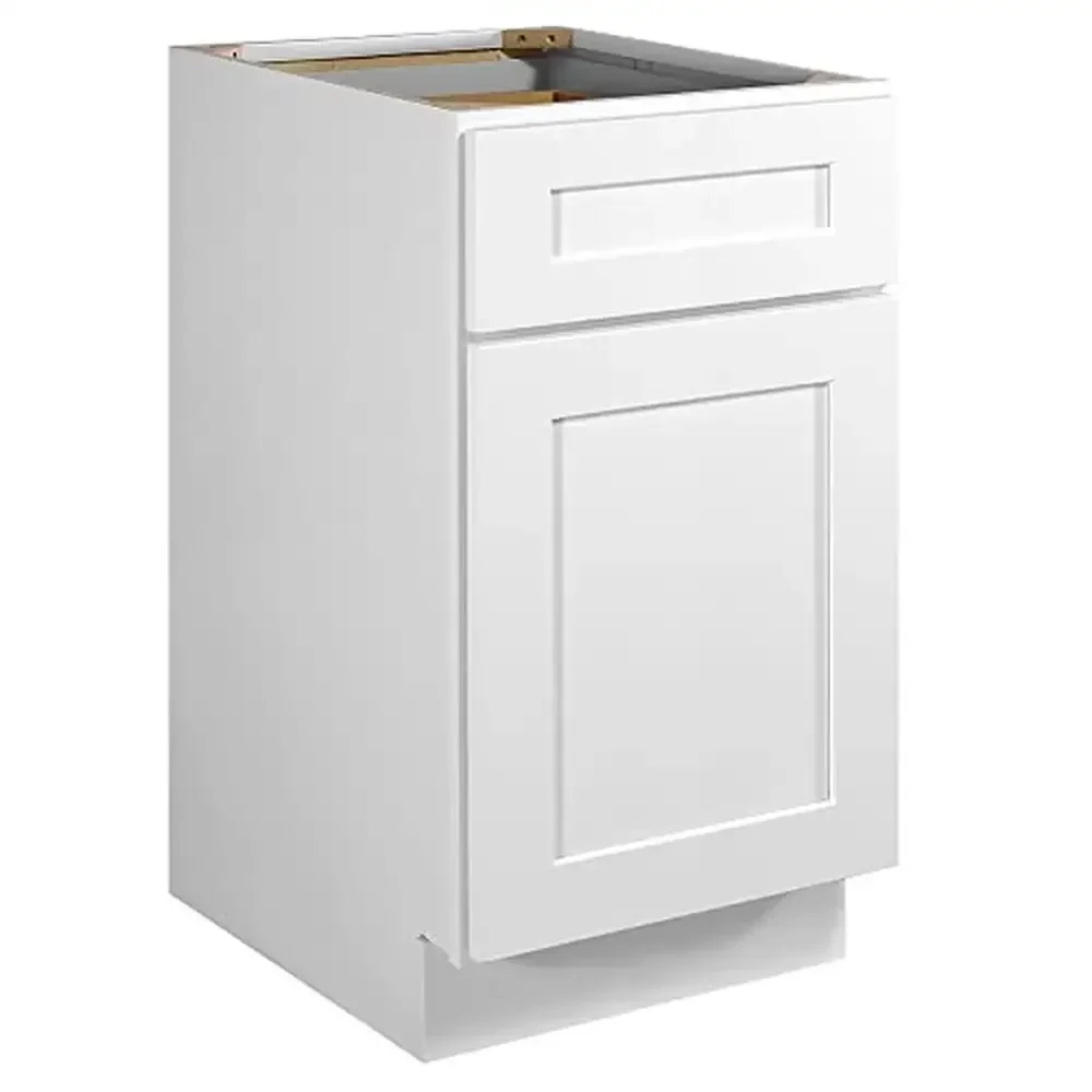 Solid Wood Shaker Kitchen Base Cabinet B18 Unassembled 18x24x34.5 Painted White 561340 Soft Close Door 6-Way Adjustable Hinges