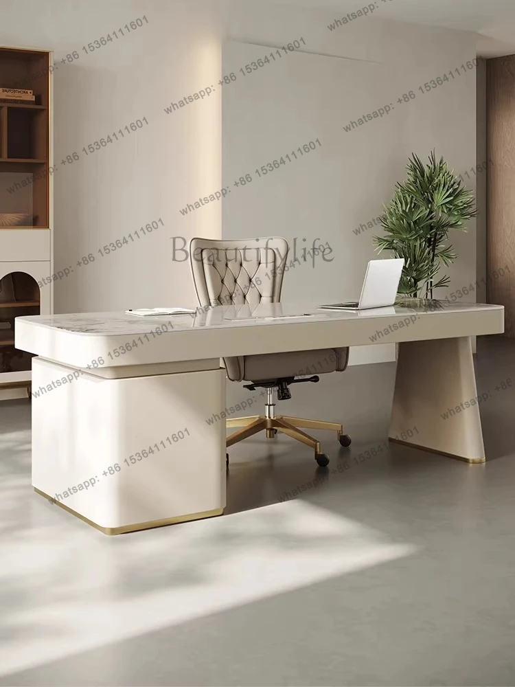 

Desk light luxury high sense modern simple cream wind slate computer learning desk