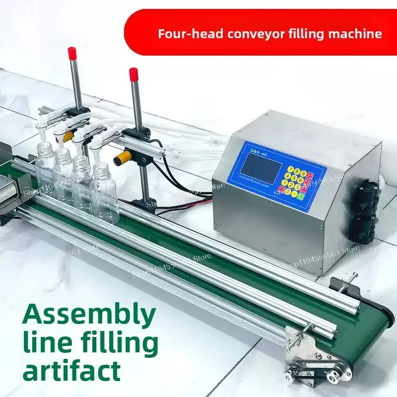 Tabletop Automatic Low-Viscosity Liquid Filling Machine 1-4 Heads with Conveyor Belt for Juice And Water Bottles