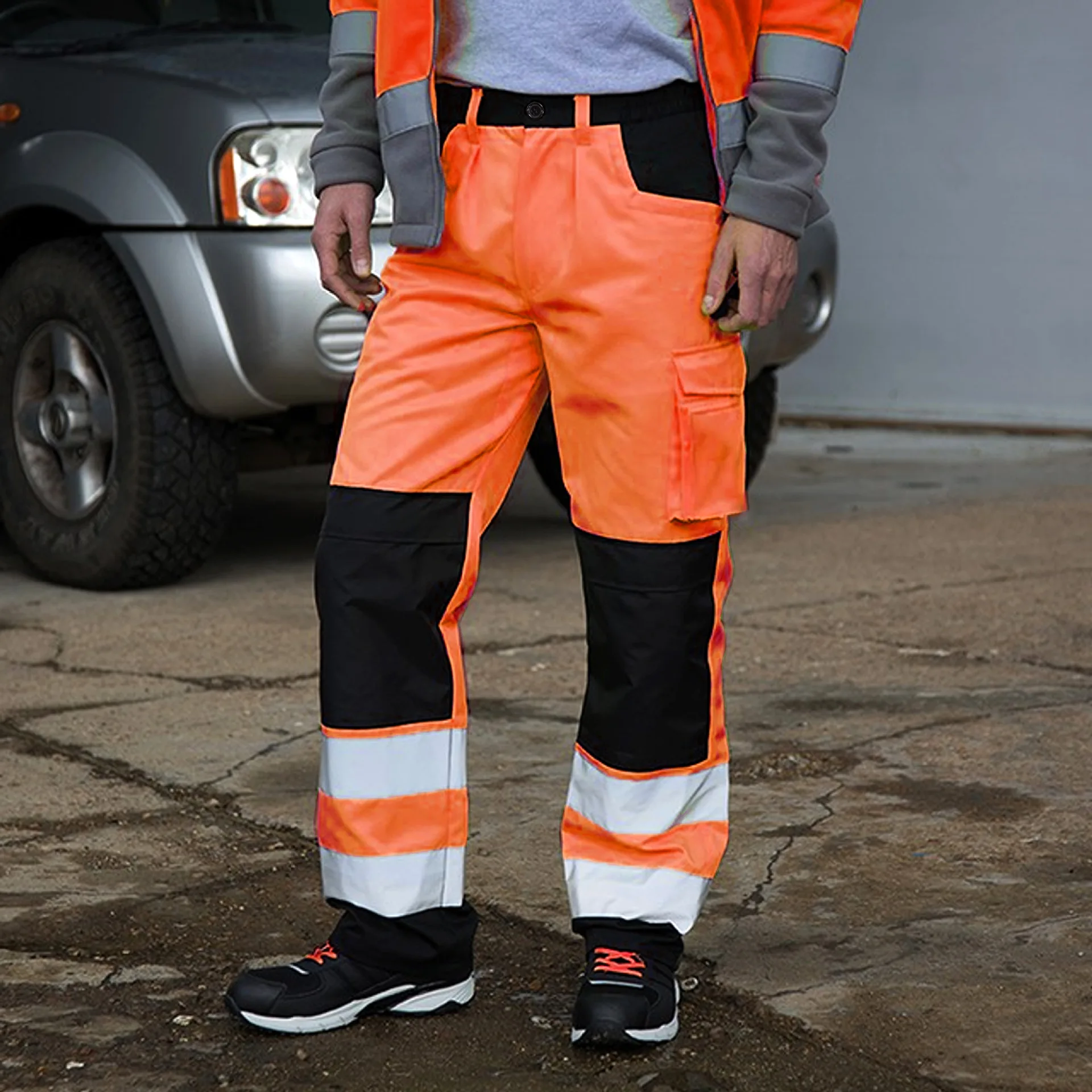 Fashion Men Road Working Pants High Visibility Reflective Casual Pocket Safety Work Casual Trouser Pants Coal Miner Construction