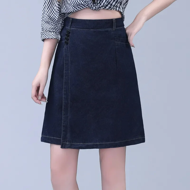 Five point Jeans Skirt Women's Summer Thin Four point Wide leg pants 2024 New Woman Loose Shorts High waisted Short Casual Pants