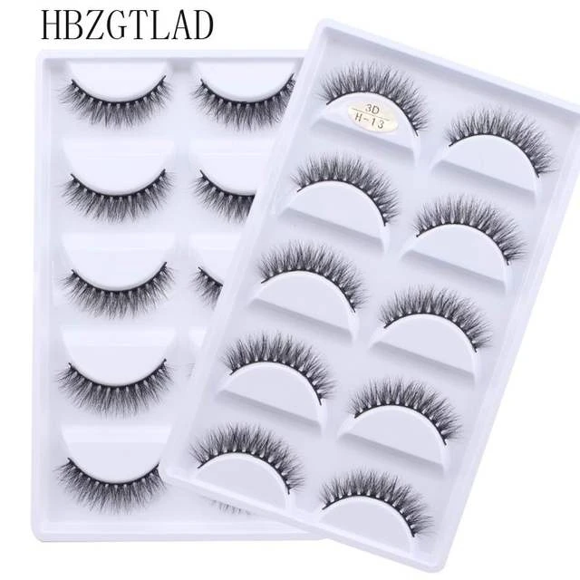 NEU 5 Paar Handgefertigte 3D Nerzwimpern Kurze Falsche Wimpern Kreuzförmig Unordentlich Dicht Natürlich Augenwimpern Bühnen-Make-up Falsche Wimpern – Detail 4