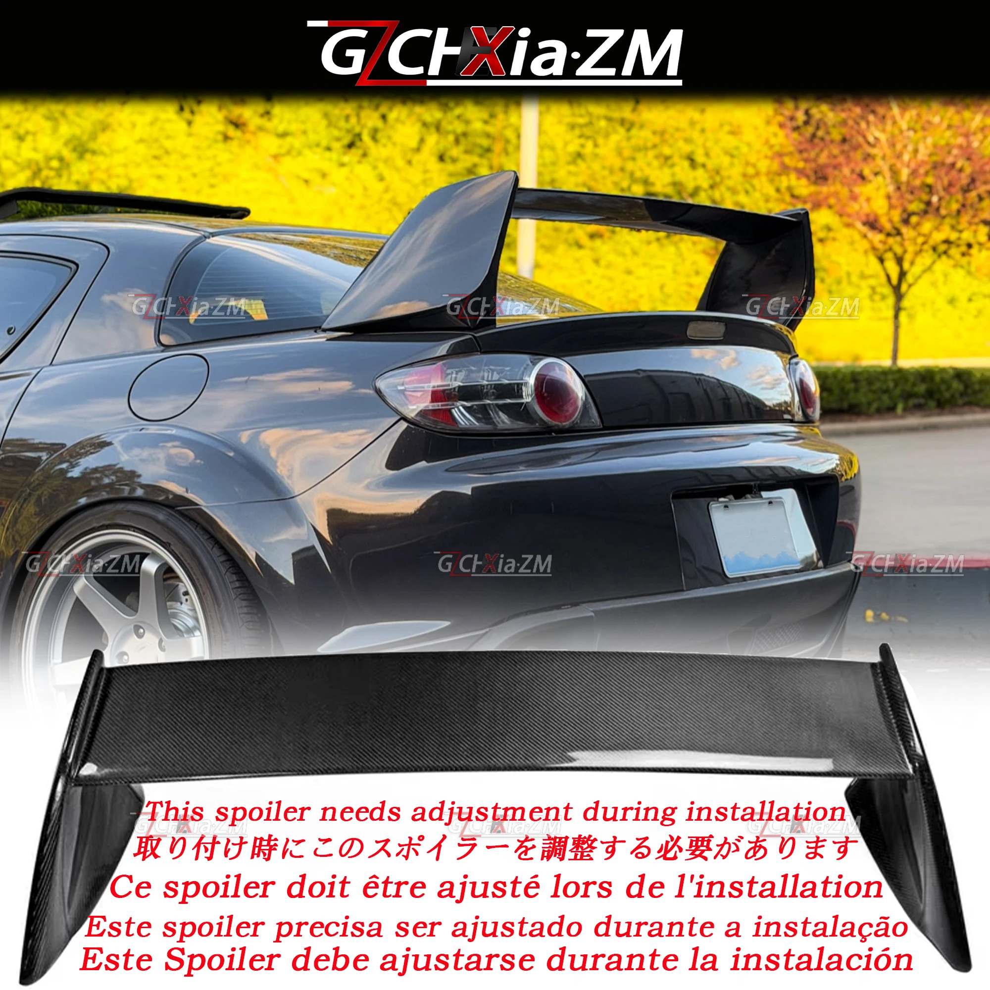 For 2001-2010 Mazda RX8 SE3P Rear Spoiler ABS Material Carbon Fiber Appearance Kit Rear Cover Diffuser Decoration Kit Rear Wing