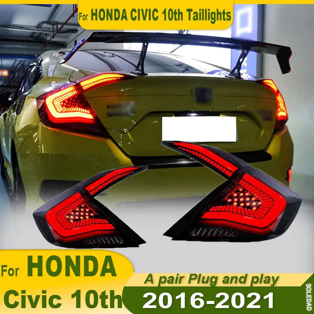 

Автомобильные светодиодные фонари для Honda Civic 10-го поколения 2016-2020 DRL, задние задние фонари, последовательный указатель поворота, аксессуары в сборе