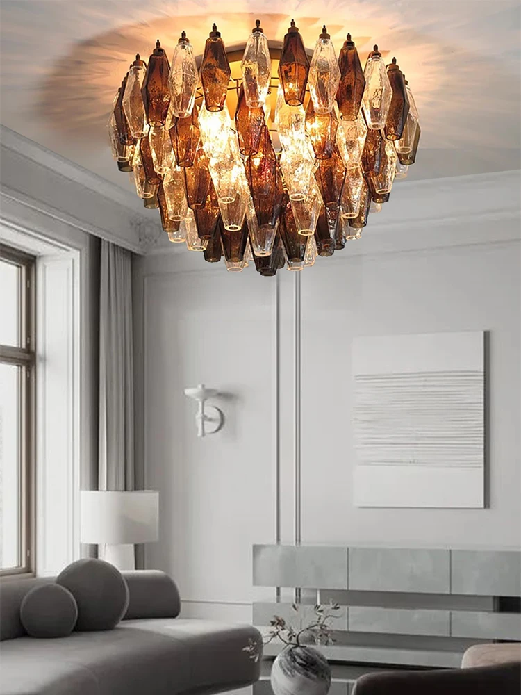 

Роскошные лампы для домашнего декора, потолочные светильники из ромбического стекла, новые светодиодные светильники, современная потолочная люстра для гостиной, спальни