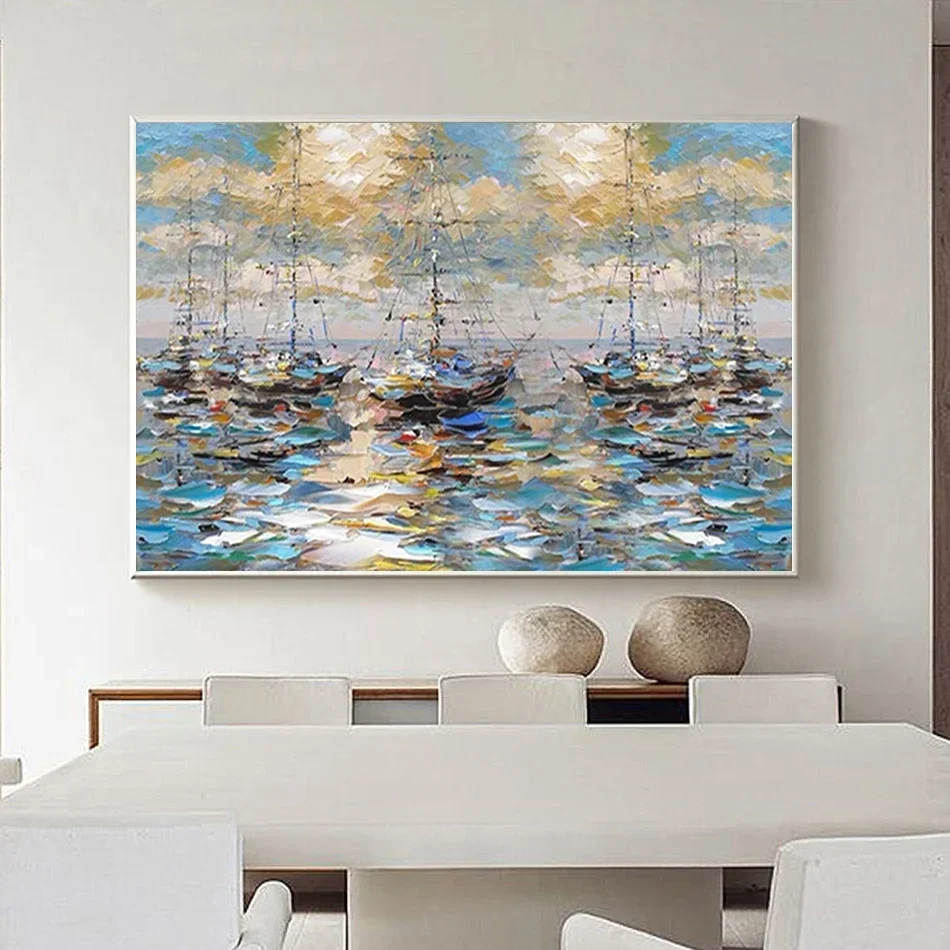 

589961 Painting By Numbers Boat Landscape Acrylic Paint By Numbers Wall Decoration For Adults Handicraft