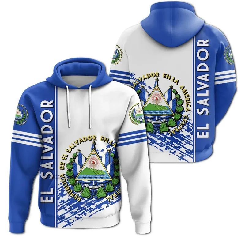 

El Salvador Flag Hoodie For Men 3D Printing Autumn Sweatshirt Sportswear Cool Long Sleeve Pullover Casual Oversized Hoodies Tops