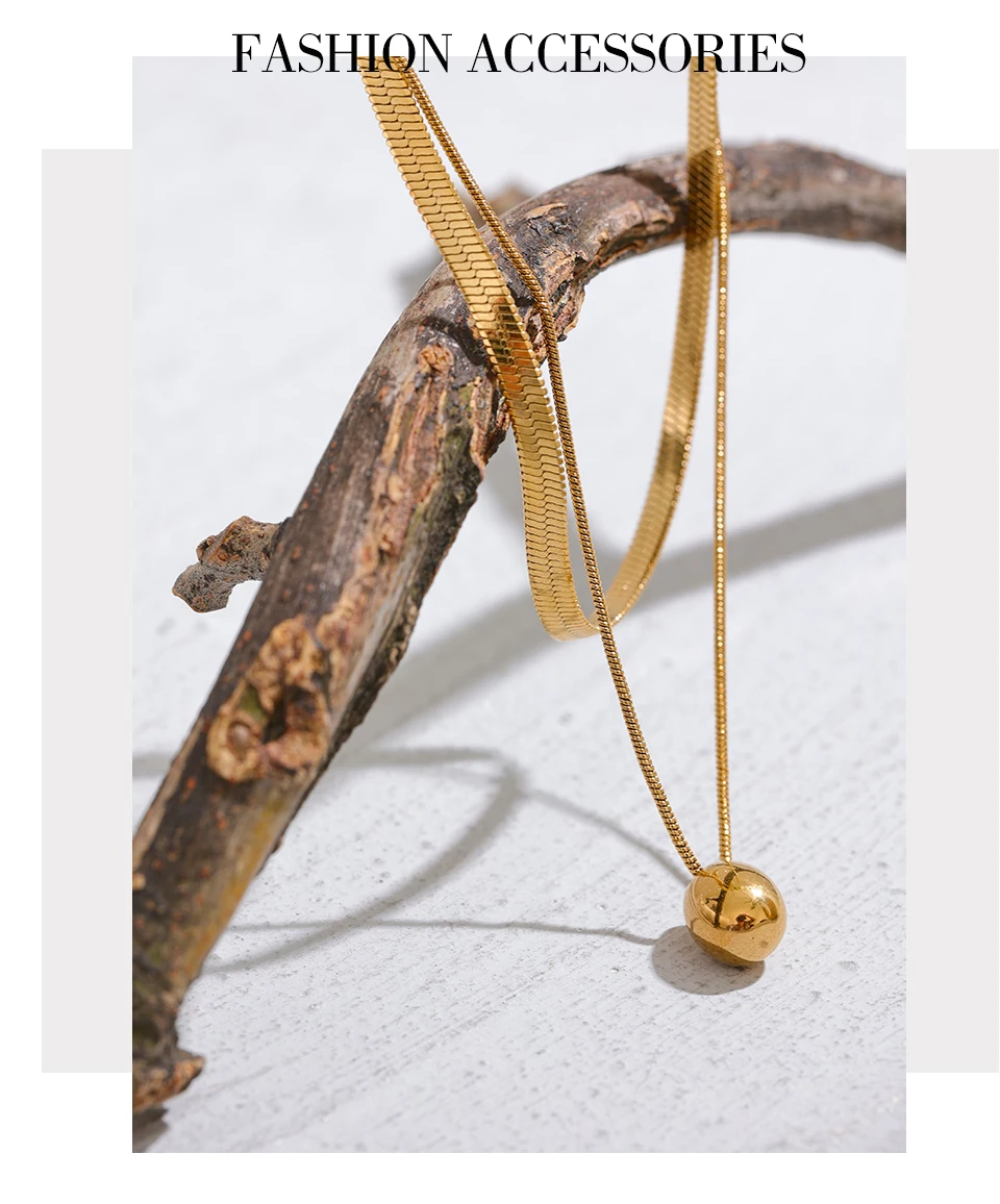 Yhpup Schlangenkette, doppellagiger Edelstahl, Wassertropfen-Anhänger, Halskette für Damen, Statement-Schmuck aus 18 Karat Gold, wasserdicht – Detail 8