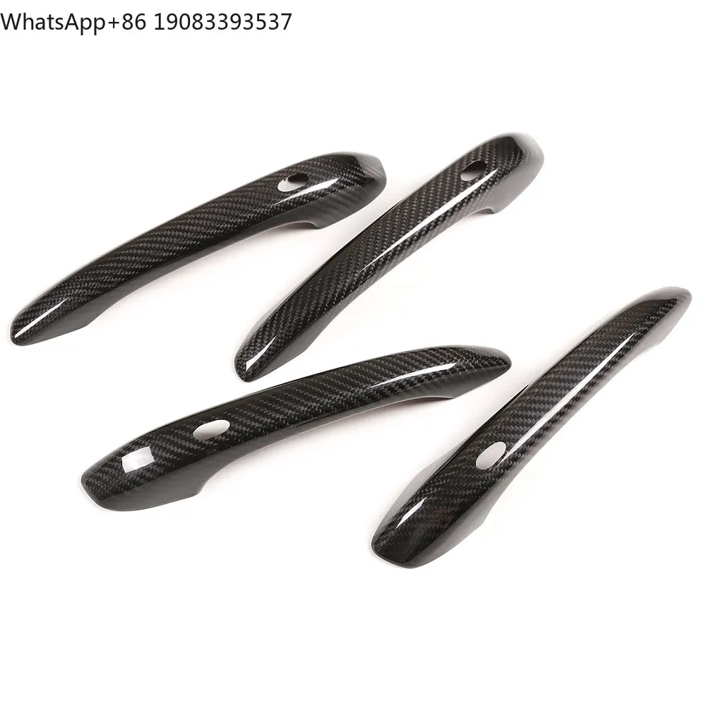 Johhar 4-Piece Carbon Fiber Exterior Door Handle Cover Kit for Porsche Cayenne  Black 3K Twill Glossy Finish Forging Grain