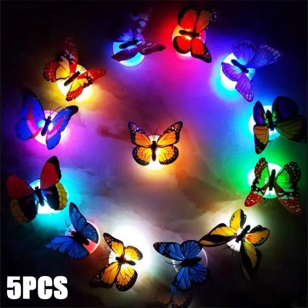 Mini LED Night Light 3D Atmosphere Neon Lights Butterfly Wall Sticker Lamp Bedside Light for Party Household Decor Accessories