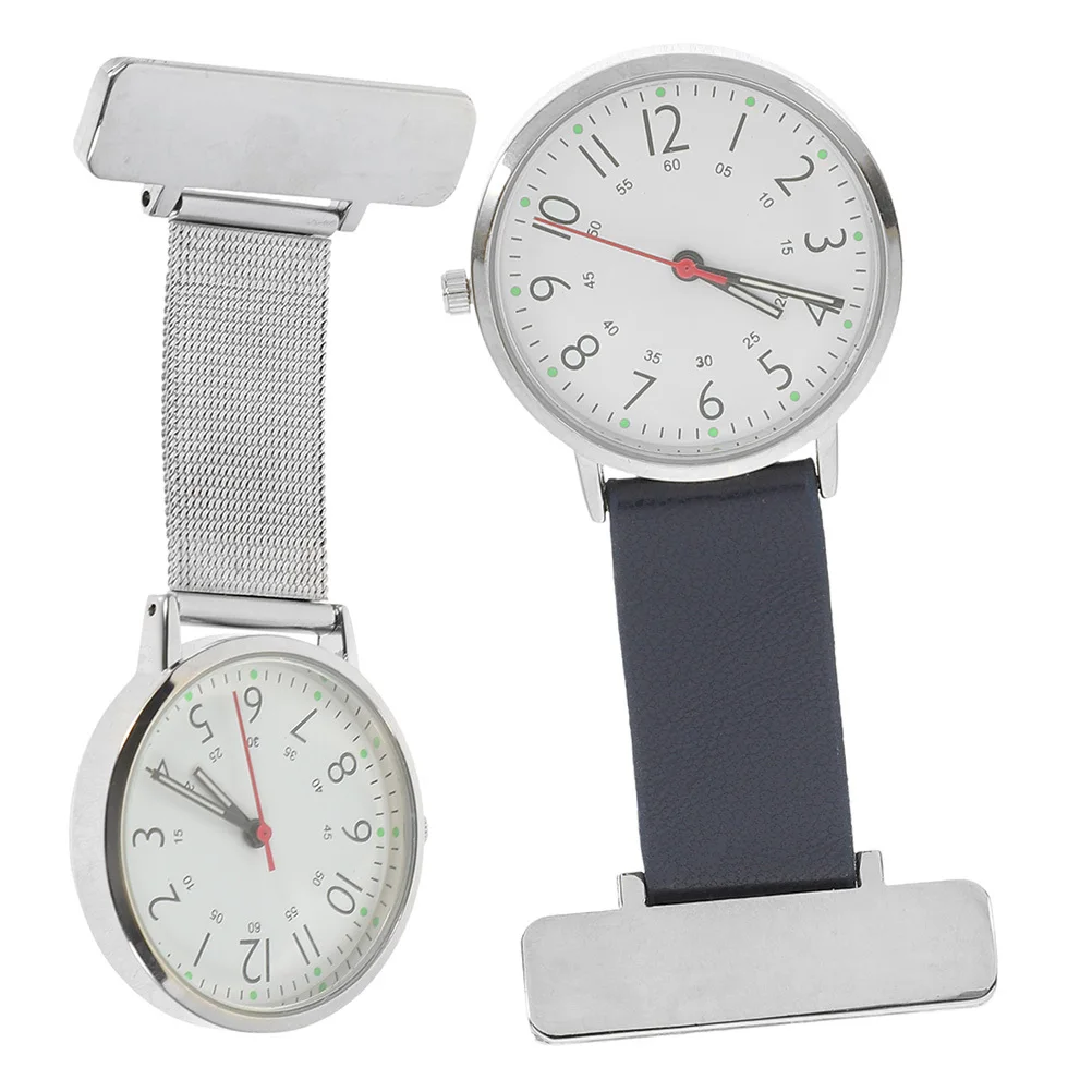 Orologio da tasca portatile da infermiera da 2 pezzi, orologio medico da donna per orologio in metallo per infermiera, donna, uomo