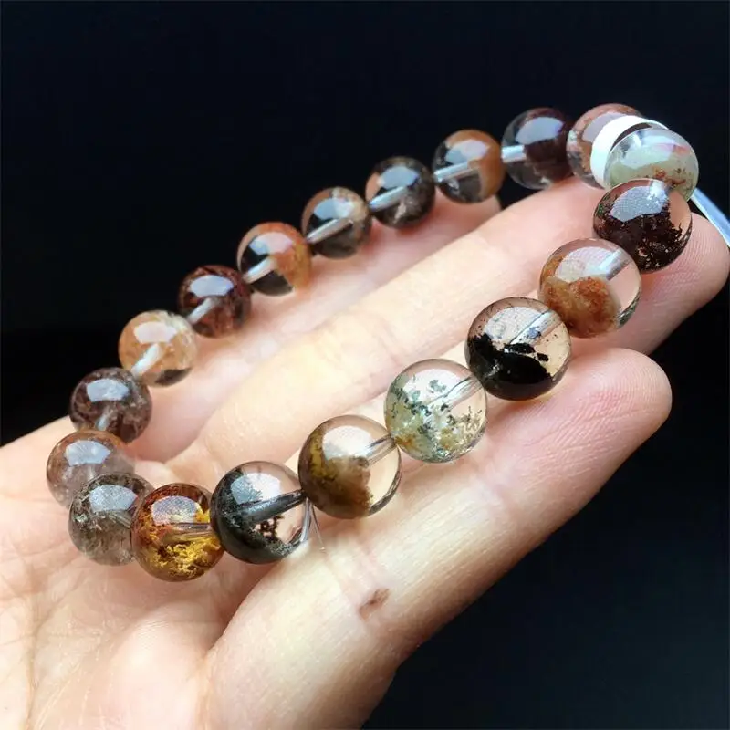 10MM Natural Colored Garden Quartz Bracelet Fashion Gemstone Crystal Jewelry For Women Healing Bohemia Holiday Gift 1pcs