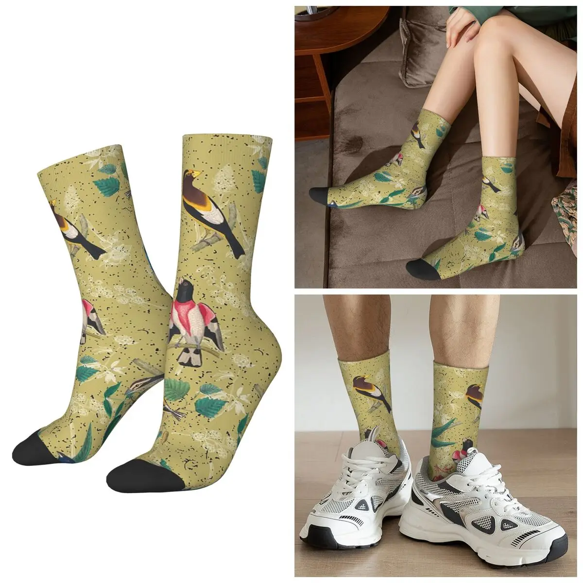 All Seasons Crew Stockings Various Birds Sparrow Pattern Socks Harajuku Long Socks for Men Women Valentine's Day Gifts
