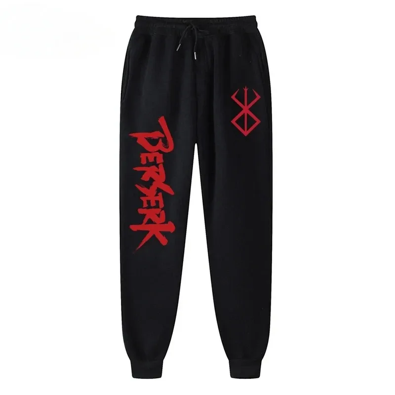 Pantalones de chándal con estampado de Anime Berserk para hombres, pantalones de Joggers atléticos, pantalones de forro polar casuales con