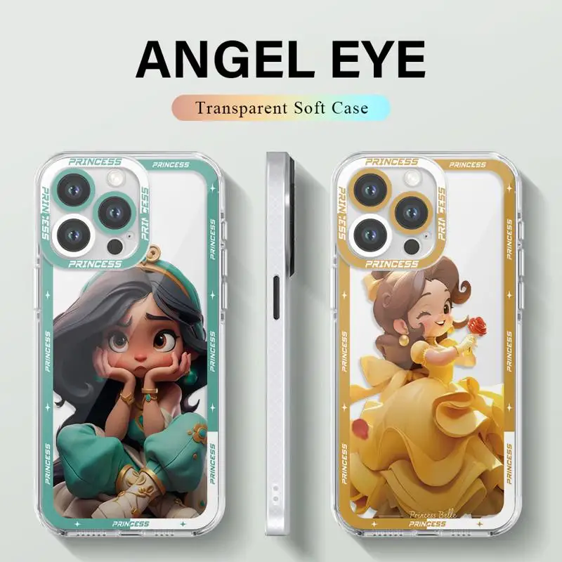 Princess Bella Disney Case for iPhone 15 14 Pro Max 13 12 11 XR XS X 8 7 6 6S Plus SE 2020 Clear Soft Cover Fundas