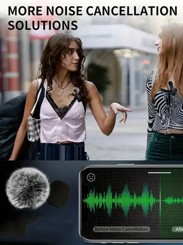 NEW Wireless Lavalier Microphone Audio Video Recording Mini Mic For iPhone Android Laptop Live Gaming Mobile Phone Microphone