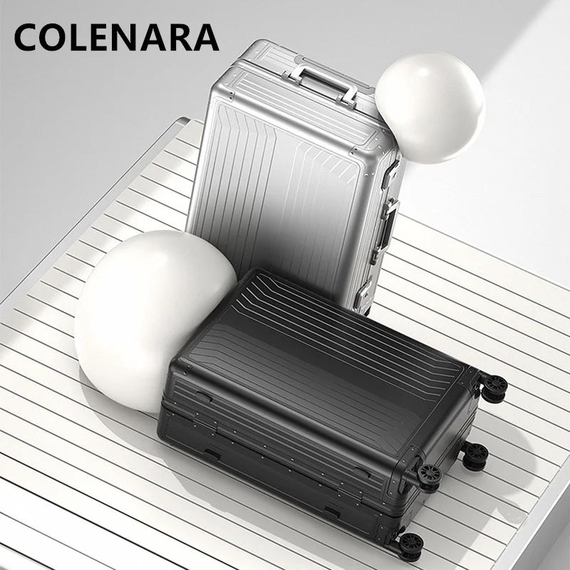 COLENARA Suitcase All Aluminum Magnesium Alloy Business Trolley Case 20 Inch Boarding 24 