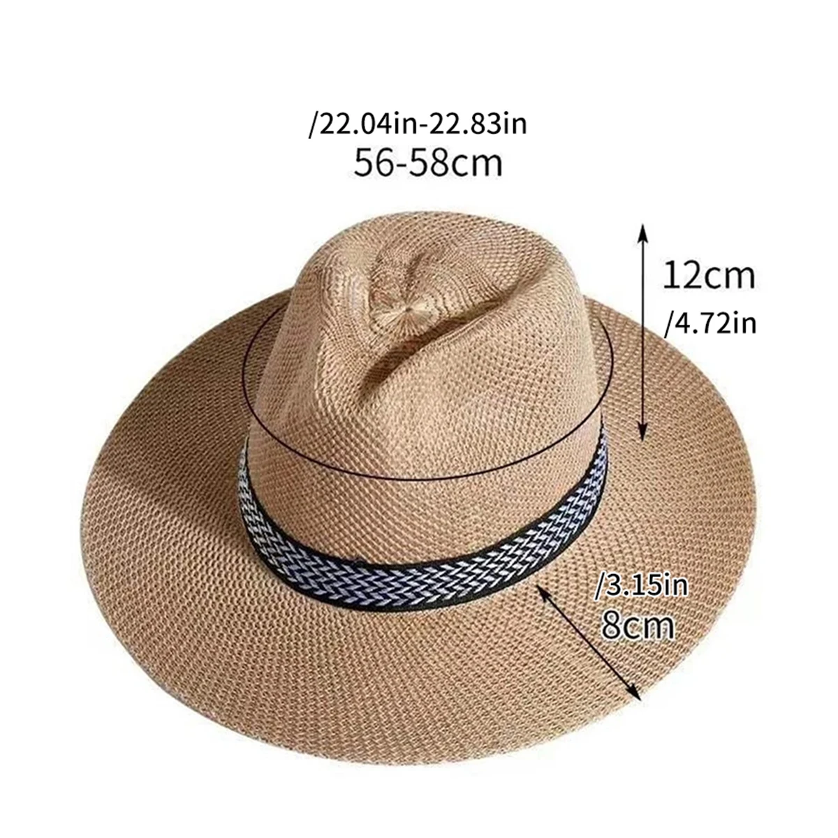 Mens Ladies Foldable Straw Panama Style Sun Hat Summer Beach Floppy