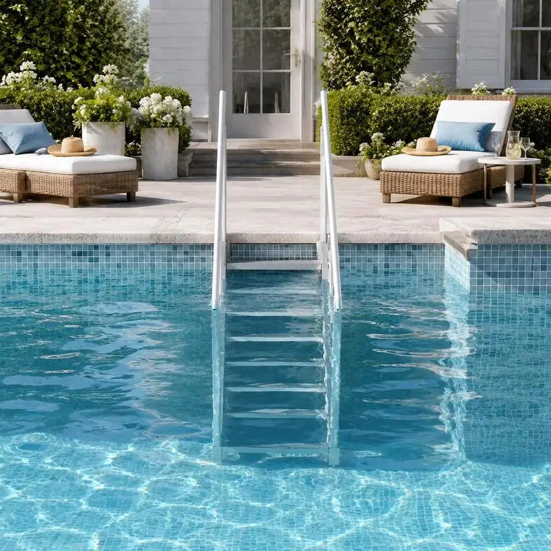 Échelle de ponton pour bateau, hauteur réglable 109-130 cm, 6 marches, en alliage d'aluminium, capacité de charge importante 226 kg, avec double main courante, pour embarcation, piscine