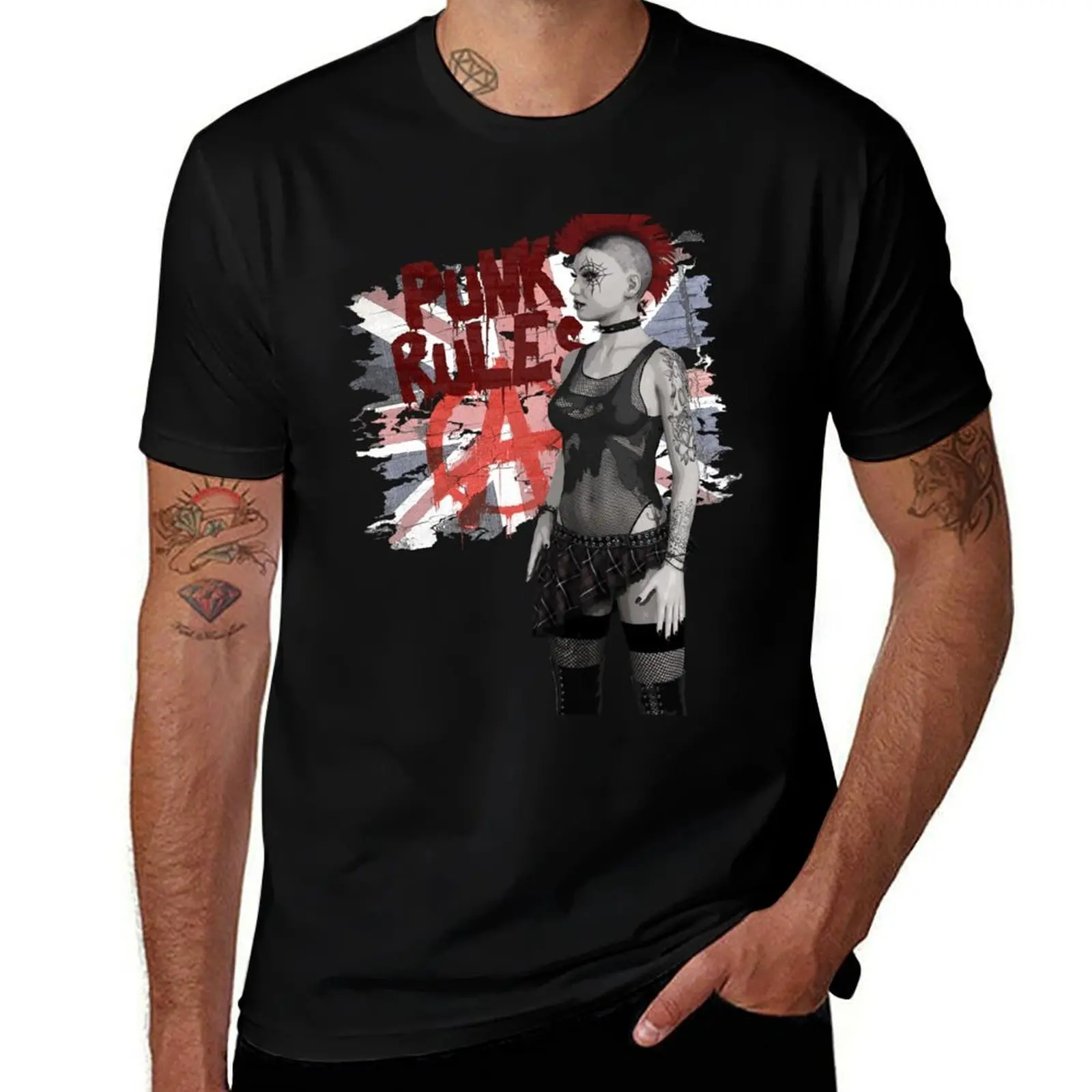 

PUNK RULES T-Shirt croswit shirt man T-shirts oversize anime workout shirts for men