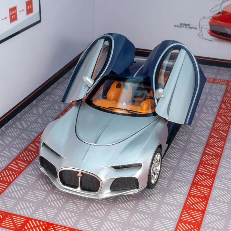 1:24 Bugatti Atlantico modello di auto in lega pull-back ammortizzatore acusto-ottico porta giocattolo e bagagliaio per bambini possono essere aperti.