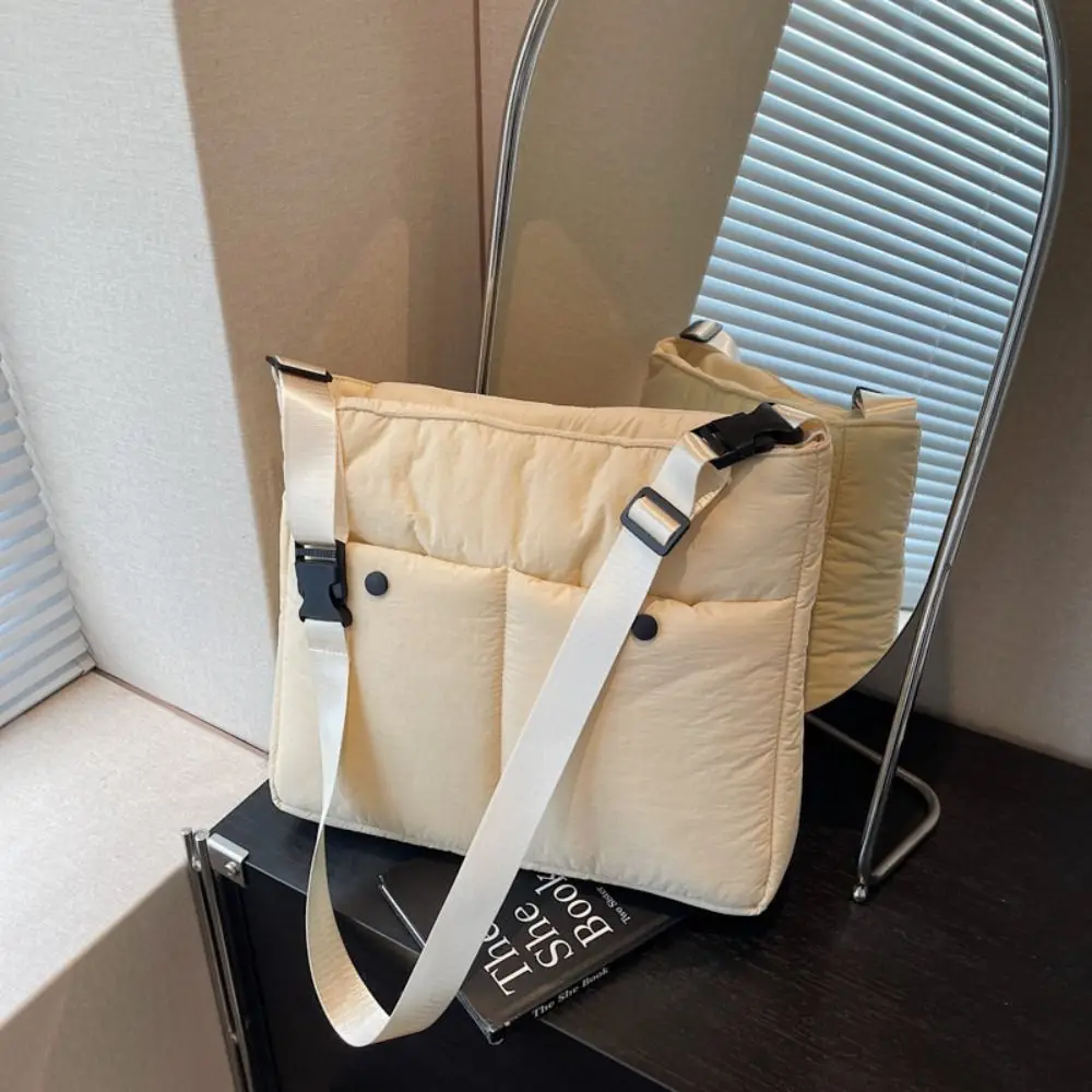 

Fashionable Down Space Cotton Crossbody Bag Tote Bag Large Capacity Korean Shoulder Bag Square Bag Solid Color Laptop Bag Girls