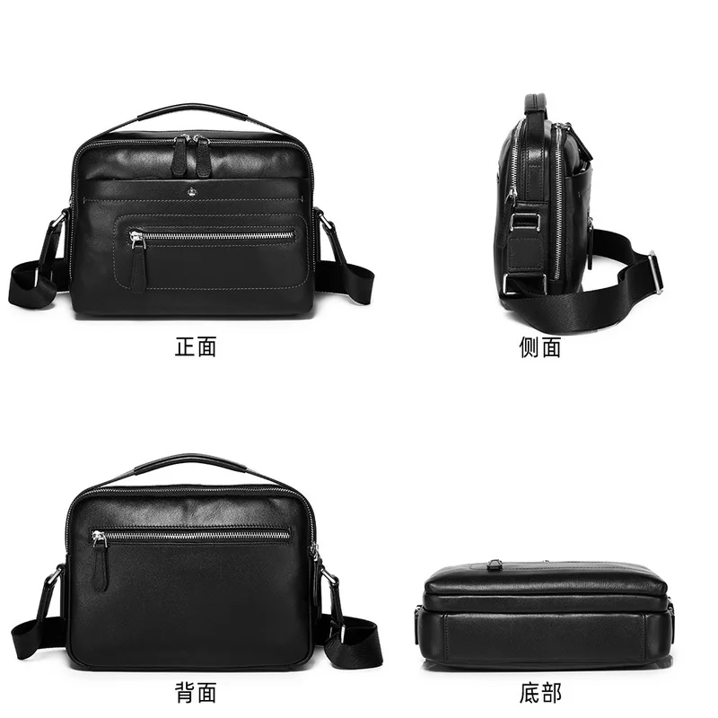 New Genuine Leather Men's Crossbody Bag Casual Shoulder Bag Premium First Layer Cowhide Versatile Sling Pack for Daily Work Trav
