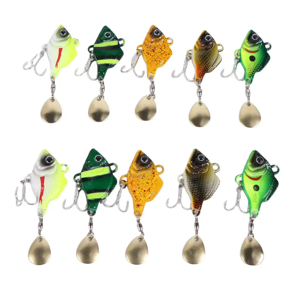 

5pcs Rotating Glitter Artificial Fishing Bait Vibration Bait with Box Fishing Lures Kit Hook Set Colorful Fishing Lures Hooks