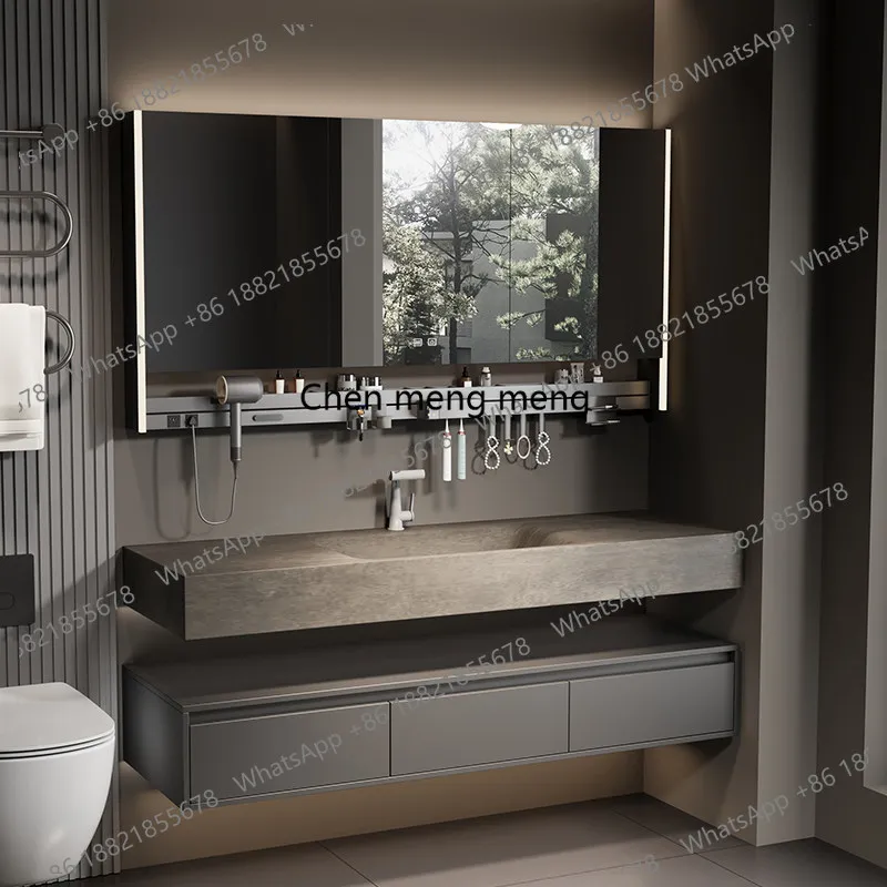 

Slate hot bending integrated basin bathroom cabinet combination washbasin
