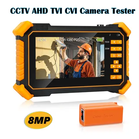 4-in-1 HD CCTV Tester Monitor Auto HD Coaxial Camera Tester, 4K 8MP CVI/TVI/AHD/CVBS Analog Camera/UTP Cable Test