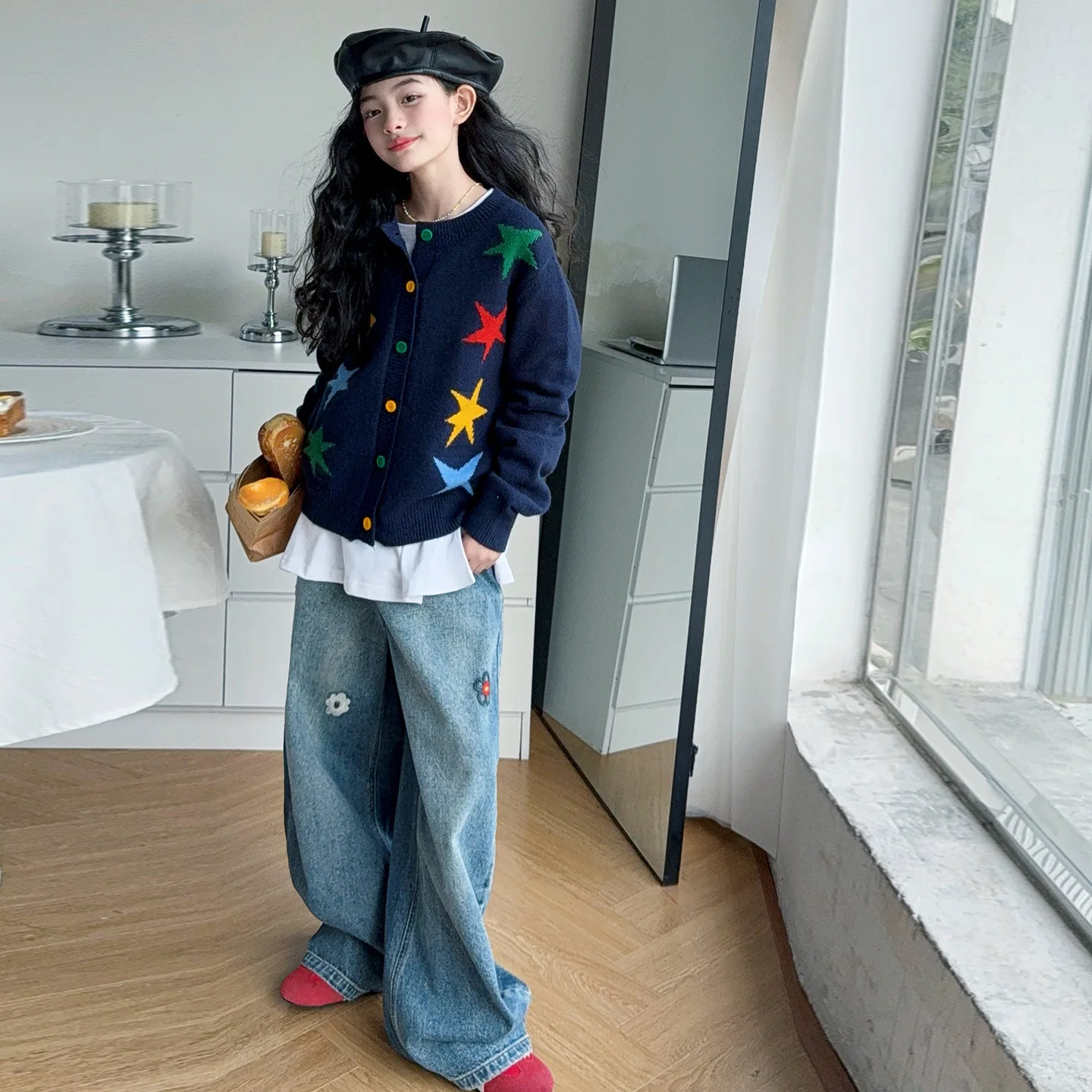 tenue-deux-pieces-pour-enfants-filles-manteau-tricote-imprime-pantalon-en-denim-ample-ensembles-decontractes-pour-ecolieres-automne