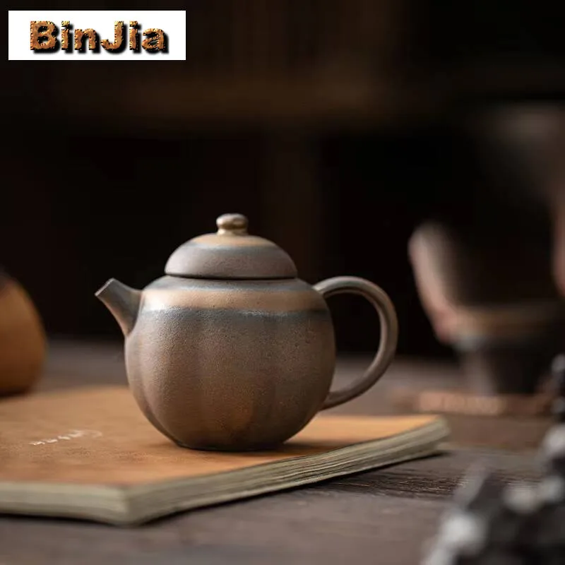 

200 мл грубая керамика ручной работы, чайник с тыквой, ретро позолоченный железный глазурованный горшок, бытовой чайник для замачивания ча, аксессуары, поставки