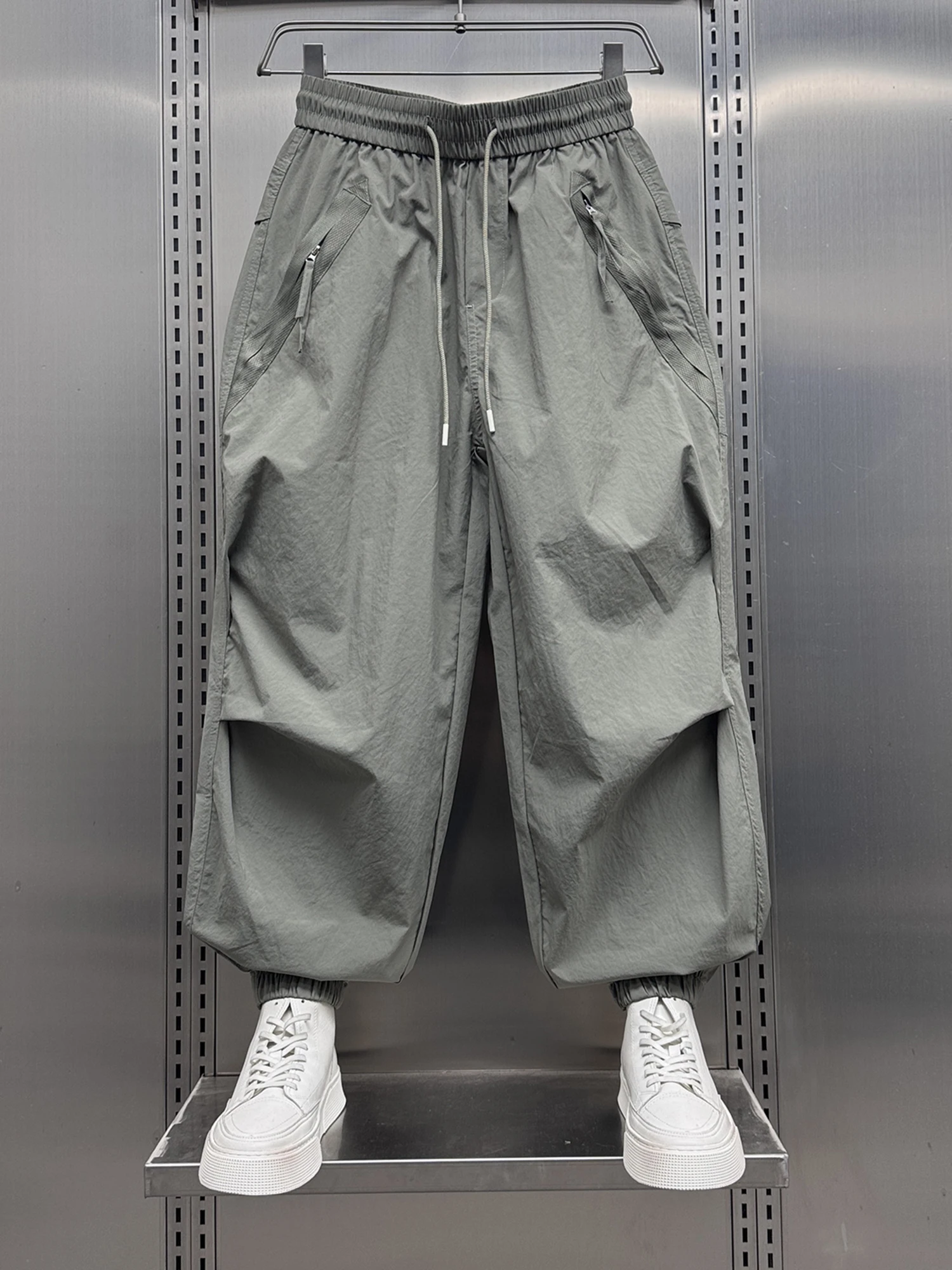 

Summer Thin Wide Leg Nine Points Casual Pants Loose Fit Youthful Versatile Cargo Trousers for Men Breathable Qui Dry Workwear