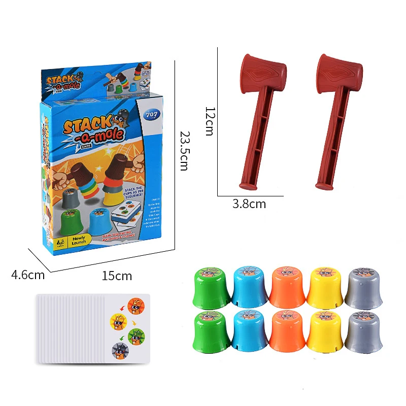 Quick Stacking Cup Game 20 Challenges Color cognition Children's Puzzle Hammering Gopher Party Game Toys for kids Competition