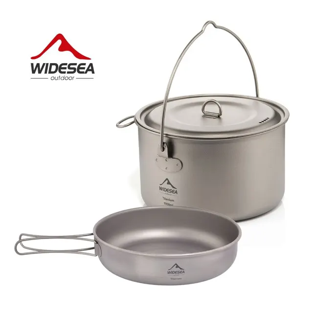Widesea Camping zastawa stołowa tytanowy zestaw naczyń kuchennych turystyka kocioł garnek do gotowania na świeżym powietrzu patelnia piknik kuchnia piesze wycieczki Trekking