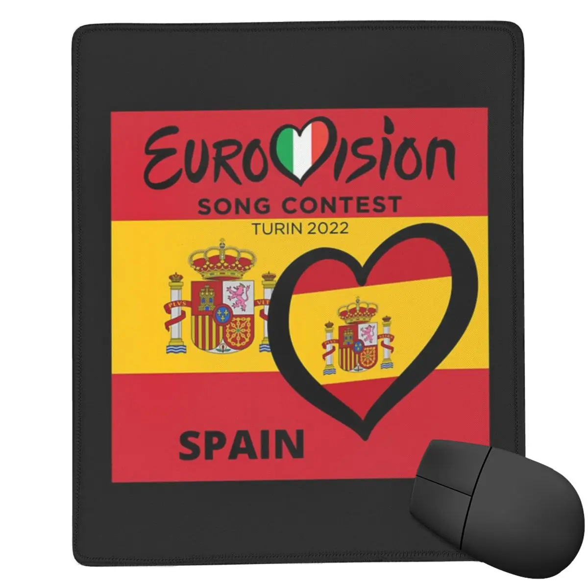 Flag Of Spain With Heart 7x9 in 22x18 cm Mouse Pad Computer Keyboard Mouse Mat Gamer PC Laptop Desk Mat