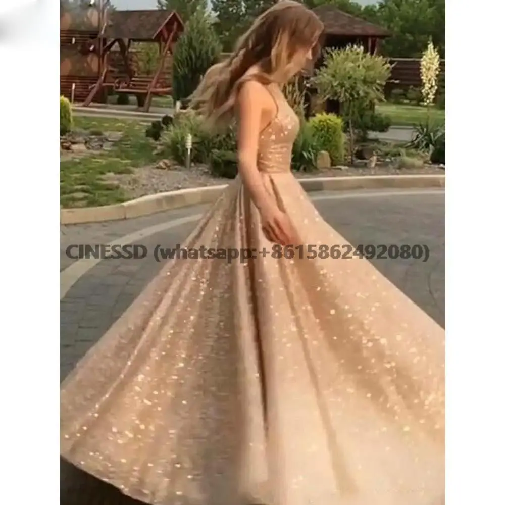 Vestido de noche de graduación con lentejuelas doradas, brillante, Formal, fiesta, baile, largo, quinceañera, hecho A medida