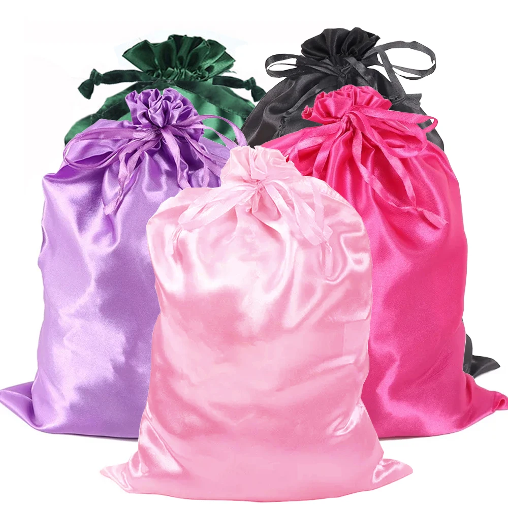 1/3Pcs/Lot Hair Bags For Bundles Packaging Satin Wig Bags 25*35Cm Big Size Satin Silk Hair Packaging Bag With Drawstring